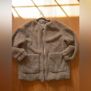 Zara over size short Teddy coat size small NWT
